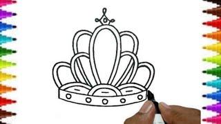 Easy princess crown drawing ll how to draw a crown step by step ll crown drawing ll cartoon drawing