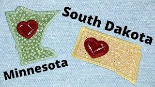 Minnesota and South Dakota Free State Applique Designs - Embroidershoppe.com