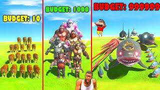 BUDGET MYSTERY SPIN BATTLES with SHINCHAN vs CHOP vs AMAAN-T in Animal Revolt Battle Simulator