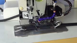 Extra heavy duty automatic harness webbing sewing machine