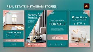 Real Estate Instagram Stories Design in Adobe Illustrator