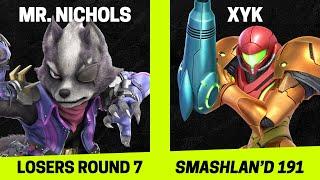 SmashLAN'd 191 Losers Round 7 - Mr. Nichols (Wolf) vs XYK (Samus) - SSBU Tournament
