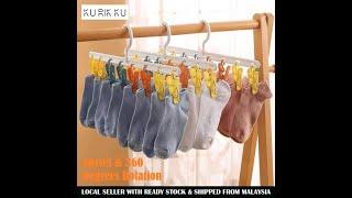 8 Peg Swivel Laundry Drying Rack Bar Clip Clothes Hanger Clothespin Baby Cloth Drying Rack