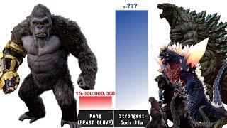 KONG B.E.A.S.T Glove vs All Strongest GODZILLA Power Levels