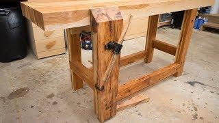 Hickory Workbench Leg Vise and Dog Holes - 299