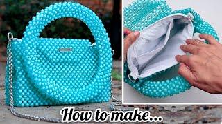 DIY ZIP CRYSTAL BEADED PURSE BAG  Popular Design Pearl Bag Tutorial