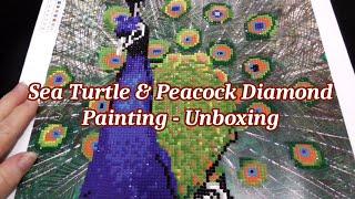 Diamond Painting Unboxing ~ Sea Turtle & Peacock ~ Kmart ~ Finished Sea Turtle DP