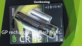 GP rechargeable flashlight CR 42 1000 lumens unboxing