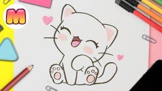 Como dibujar un GATO KAWAII  FACIL PASO A PASO  como dibujar gatos kawaii