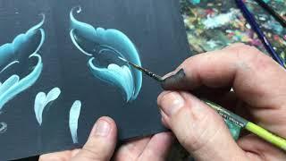 Norwegian Rosemaling - Gudbrandsdal (acanthus)  style tutorial - Turned leaves with Art of Lise