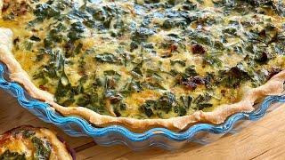 كيش بالدجاج و السبانخ وصفة سهلة وطعم رائع  عجينة سهلة التحضير طريقة مفصلة quiche aux poulets
