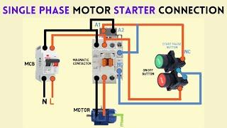 single phase motor starter connection diagram magnetic contactor