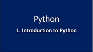 1. Introduction to Python