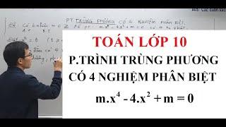 Toán lớp 10 - Phương trình Trùng phương có 4 nghiệm phân biệt - Có bao nhiêu số m nguyên?