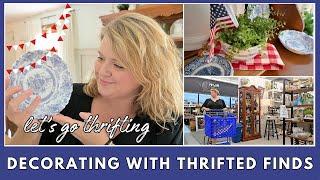 Decorating my hutch for summer with thrifted finds | Thrift with me + thrift haul