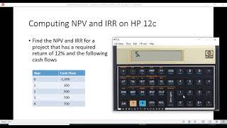 Computing NPV and IRR on HP 12c