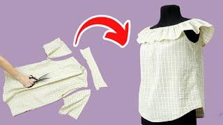 Good tricks how to make a blouse from a shirt in 10 min