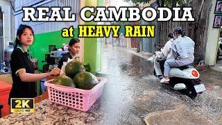 WET EXPERIENCE | WALKING HEAVY RAIN at New StuengMeanchey, Phnom Penh, Cambodia | [2K] Walk Tour