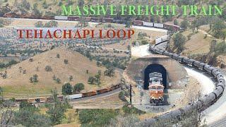 Massive freight train through Tehachapi loop with 6 engines (4+2)