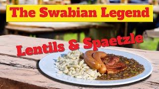 Authentic German Cuisine - Lentils, Spaetzle and Wieners.