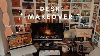 a desk makeover  creating a cozy space with studio ghibli, books and stationery