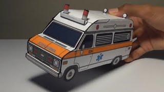 JCARWIL PAPERCRAFT 1977 Chevy G20 Ambulance (Building Paper Model Car)