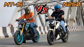 2024 BAJAJ PULSAR N250 vs YAMAHA MT-15 | Detail Comparison & Drag Race | Selling my MT-15 (ZARA)