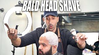 How To Bald head Shave With Straight Razor And Badger Brush