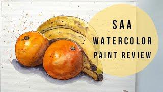 SAA Watercolor paint swatch and review; first impressions and demo sketch