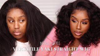 WIG INSTALL + STYLE: VERSATILE YAKI STRAIGHT WIG w/ CLEAR LACE! | XRSBEAUTY HAIR