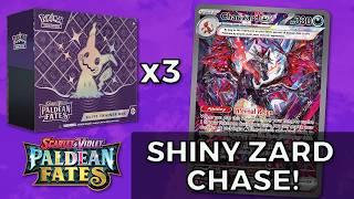 Opening 3 Paldean Fates ETBs for a Shiny Charizard SIR!