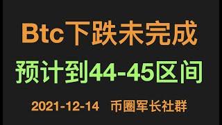 12/14 比特币行情分析：btc下跌还未结束，预计下跌到44 45区间。比特币行情 |  btc行情 | 比特币交易 | 比特币分析  | eth 以太坊行情 | 币圈军长社群 | 军长