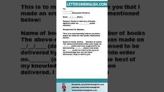 Complaint Letter for Delay in Delivery of Books