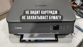 Canon TS5340 не видит не определяет не распознает картридж не захватывает бумагу