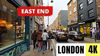 LONDON, UK  [4K] EAST END — Brick Lane, Shoreditch, Spitalfields Market — FEBRUARY 2023