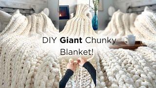 Easy Chunky Knit Blanket Diy | How To Make A Chunky Blanket With Your Hands  | Asmr Home Decor