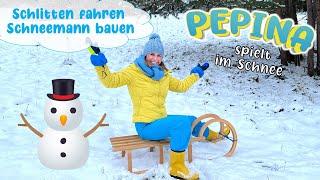 ️ Spielen im Schnee | Schneemann bauen & Schlitten fahren mit Pepina 