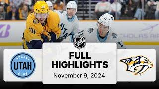 NHL Highlights | Utah Hockey Club vs. Predators - November 09, 2024