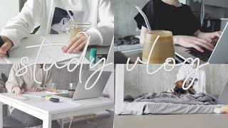 productive study vlog | a stressful week end right before finals ️ too much coffee & lots of notes