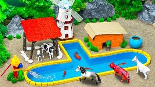DIY Mini Farm Diorama With House For Cow and Pig | Safari River and Waterhole Diorama Sets