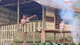 Pregnant mother builds bamboo house - Complete the house walls - Beautiful bamboo weaving / lythika.