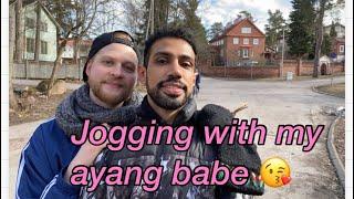 Jogging with my Finnish boyfriend. Indonesian gay guy living in Helsinki Finland