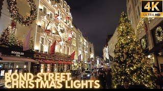  London Christmas Tour 2024  | MAGICAL Festive Feels on Luxurious Bond Street [4K]