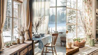 Cozy Vintage Farmhouse Kitchen Curtain Ideas: Winter Chic Home Design Inspiration