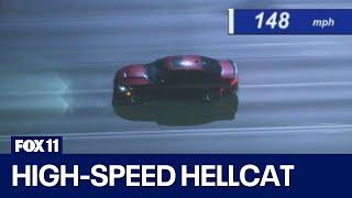 Dodge Charger breaks 140 mph in LA County police chase [No Audio]