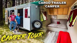 LOW COST - Cargo Trailer Camper DIY Conversion TOUR