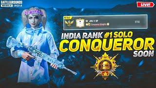  INDIA NO. 1  SOLO CONQUEROR IS LIVE  !  RANK PUSH TIPS AND TRICKS  | #bgmi #bgmilive #conqueror