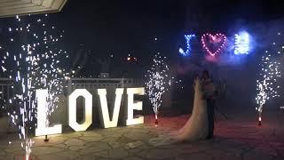 PYRGOS Fireworks, Logos and stage fountains at wedding