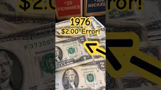 1976 $2 Dollar Bill Error Worth Money #youtubeshorts #money #dollar #bill #error