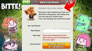 CLAN NAME ändern in CLASH OF CLANS  Bitte!!!  CoC